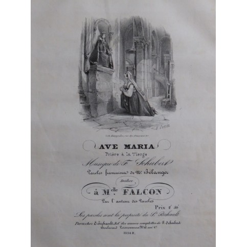 SCHUBERT Franz Ave Maria Chant Piano ca1830
