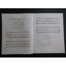 DELSARTE François Je vous aime tant Chanson Bretonne Chant Piano ou Orgue XIXe