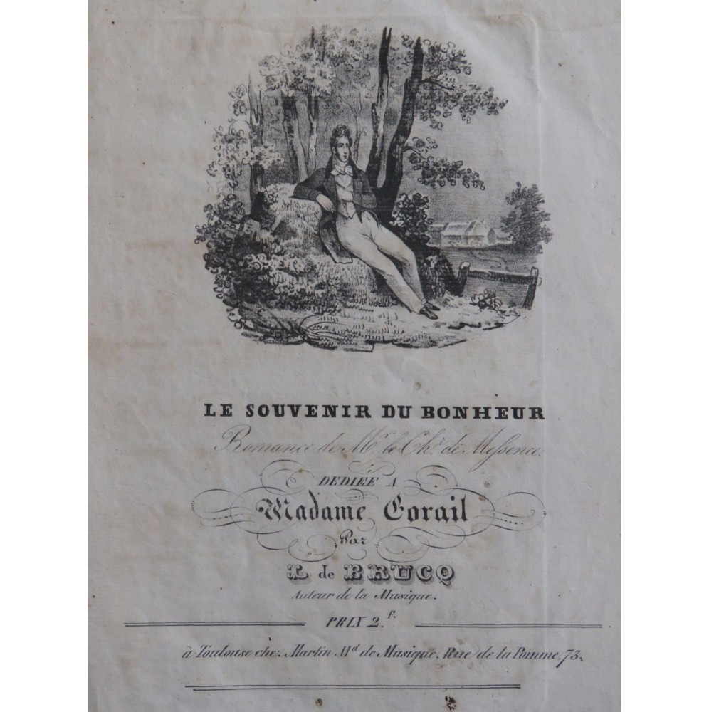DE BRUCQ L. Le Souvenir du Bonheur Chant Guitare ca1820