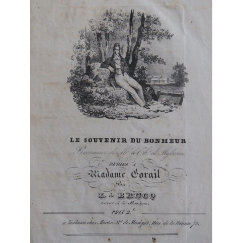 DE BRUCQ L. Le Souvenir du Bonheur Chant Guitare ca1820