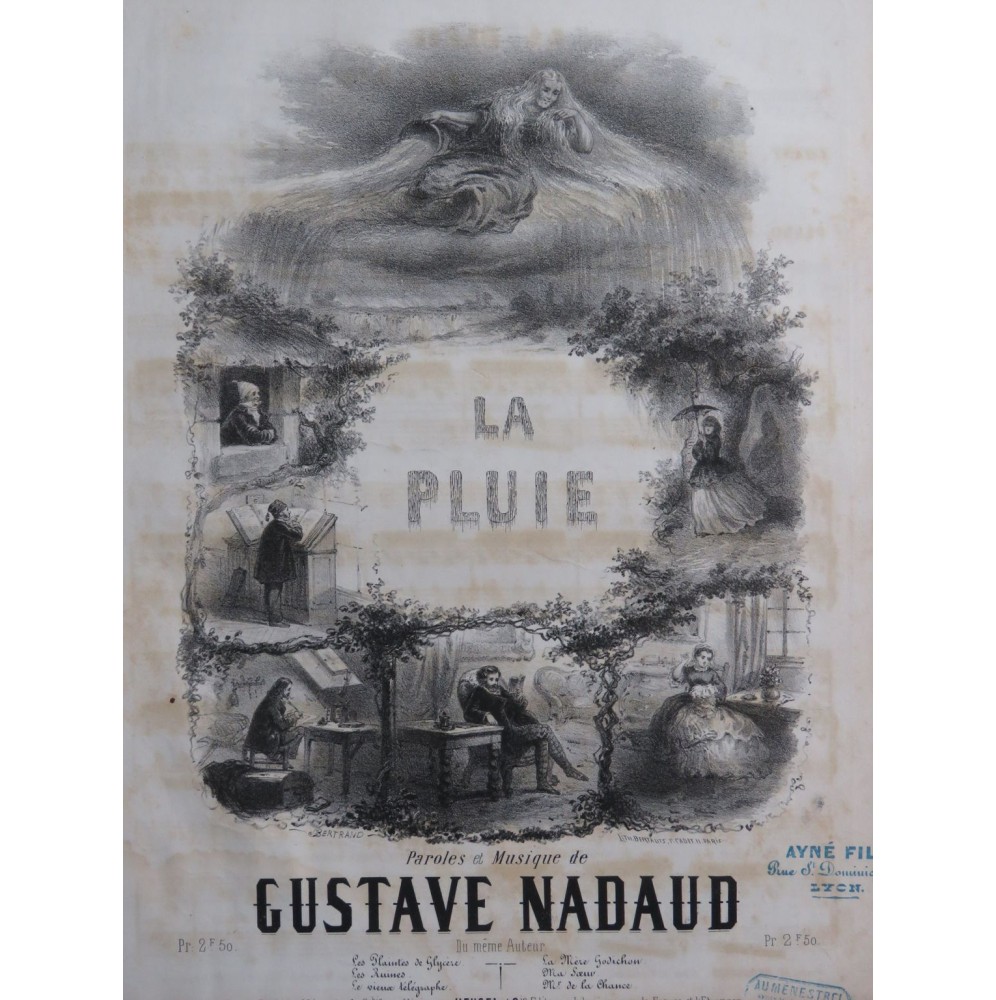 NADAUD Gustave La Pluie Chant Piano 1856
