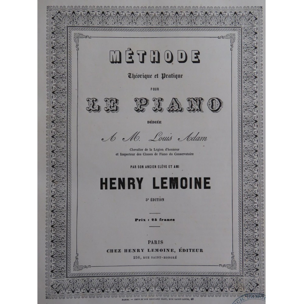 LEMOINE Henry Méthode BERTINI Henri Etudes Piano ca1840