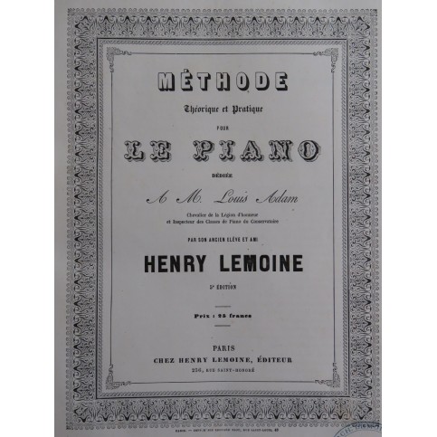 LEMOINE Henry Méthode BERTINI Henri Etudes Piano ca1840