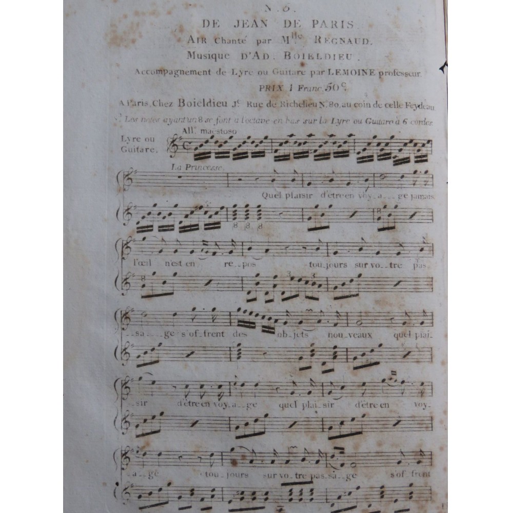 BOIELDIEU Adrien Jean de Paris No 5 Chant Guitare ou Lyre ca1820