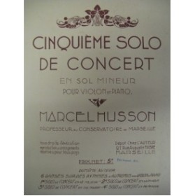 HUSSON Marcel 5ème Solo de Concert Dédicace Violon Piano