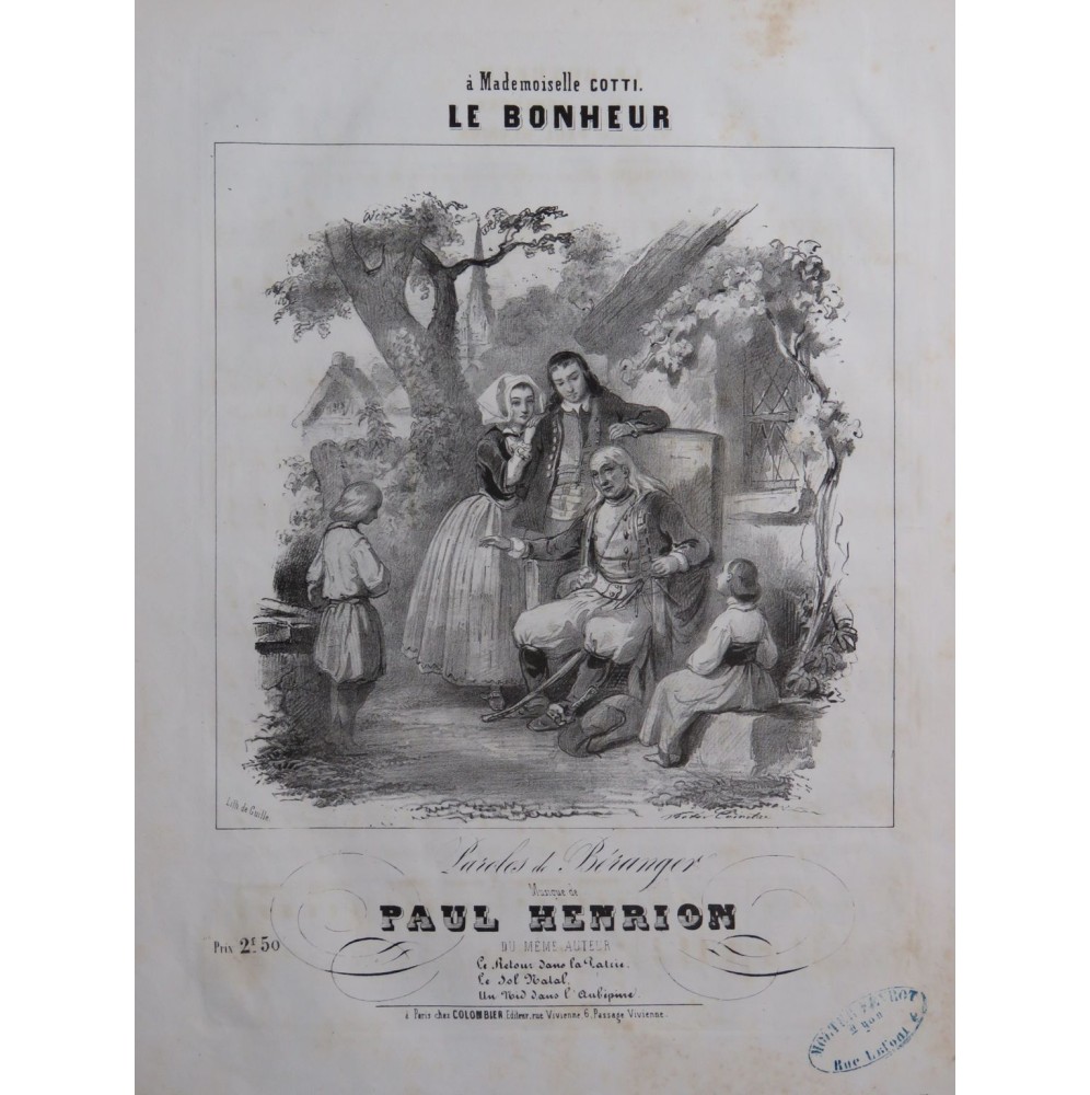 HENRION Paul Le Bonheur Chant Piano ca1840