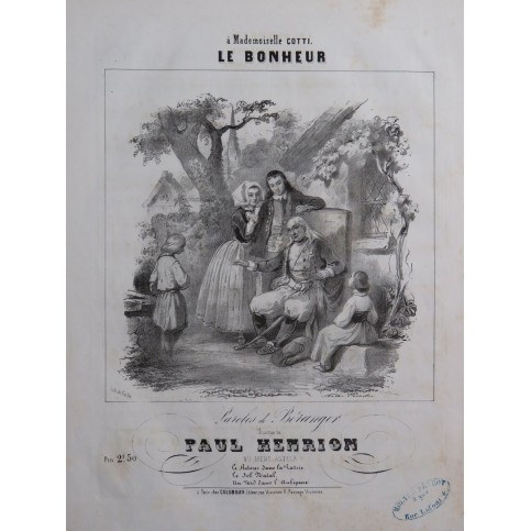 HENRION Paul Le Bonheur Chant Piano ca1840