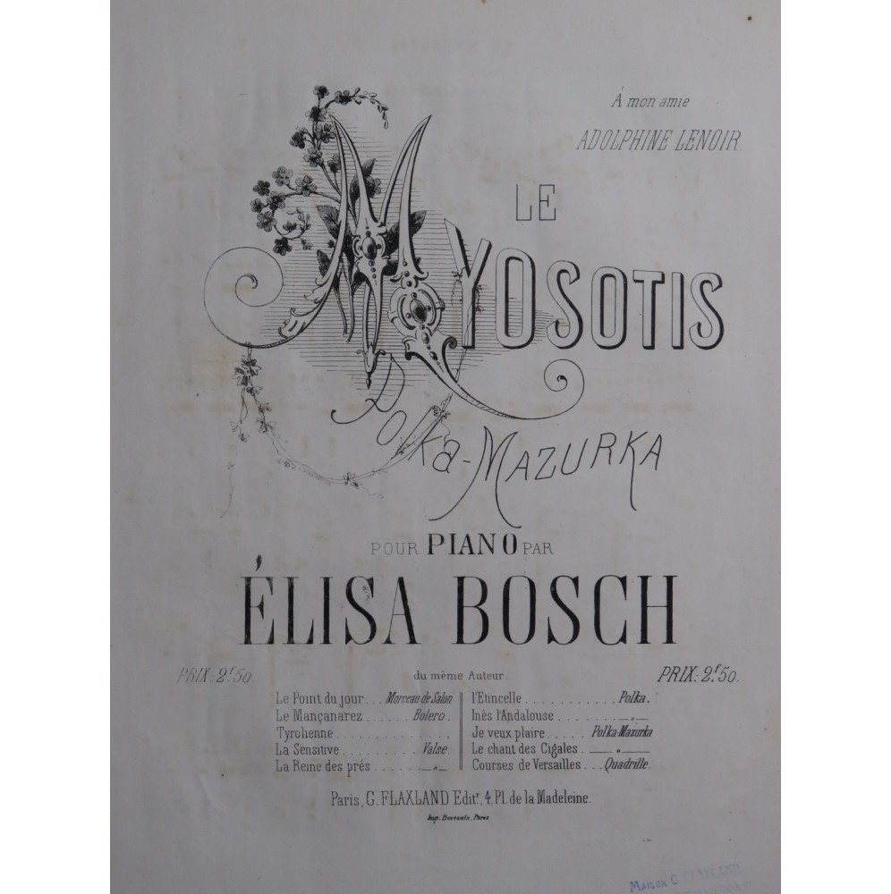 BOSCH Élisa Le Myosotis Piano 1851