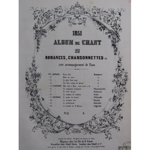 ARNAUD Etienne Le plus beau pays ! Chant Piano 1851