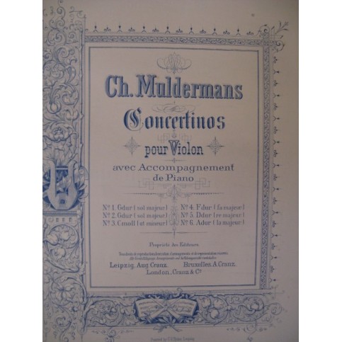 MULDERMANS Charles Concertino No 4 Violon Piano