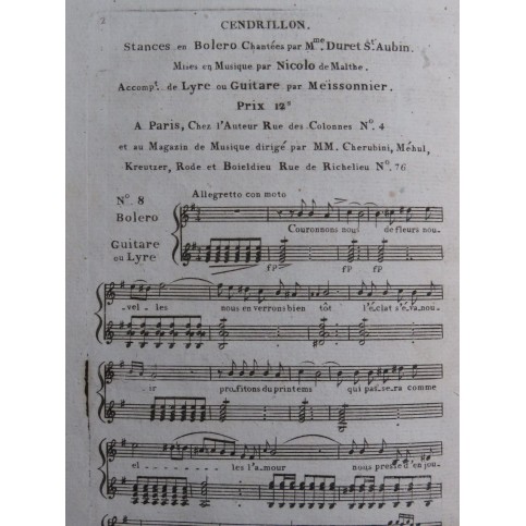 ISOUARD Nicolo Cendrillon No 8 Chant Guitare ca1810