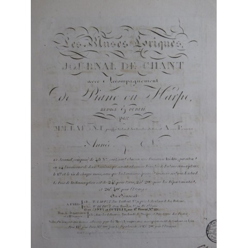 LAFONT P. Le plus Amoureux et la plus Jolie Chant Piano ou Harpe ca1830