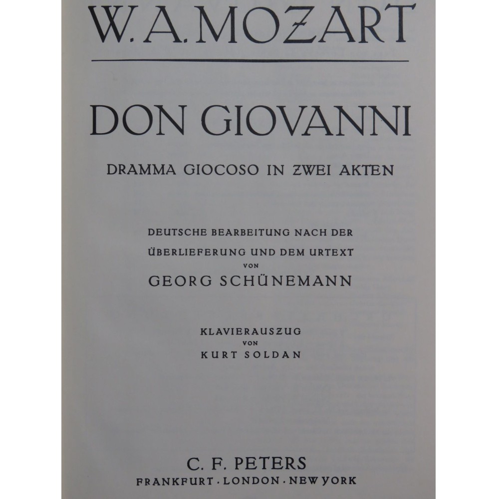 MOZART W. A. Don Giovanni Opéra Chant Piano
