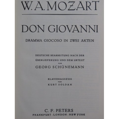 MOZART W. A. Don Giovanni Opéra Chant Piano