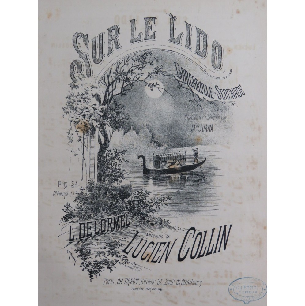 COLLIN Lucien Sur le Lido Chant Piano ca1880