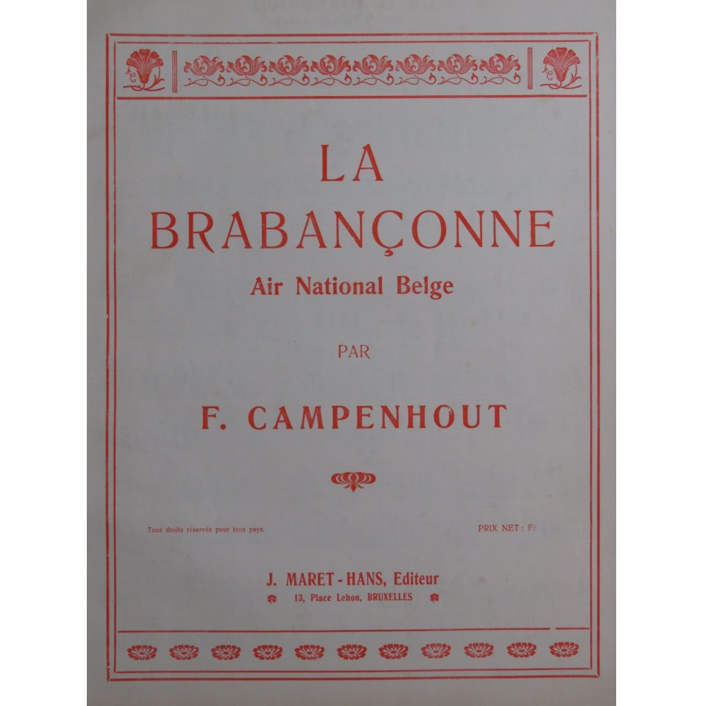 VAN CAMPENHOUT François La Brabançonne Air National Belge Piano