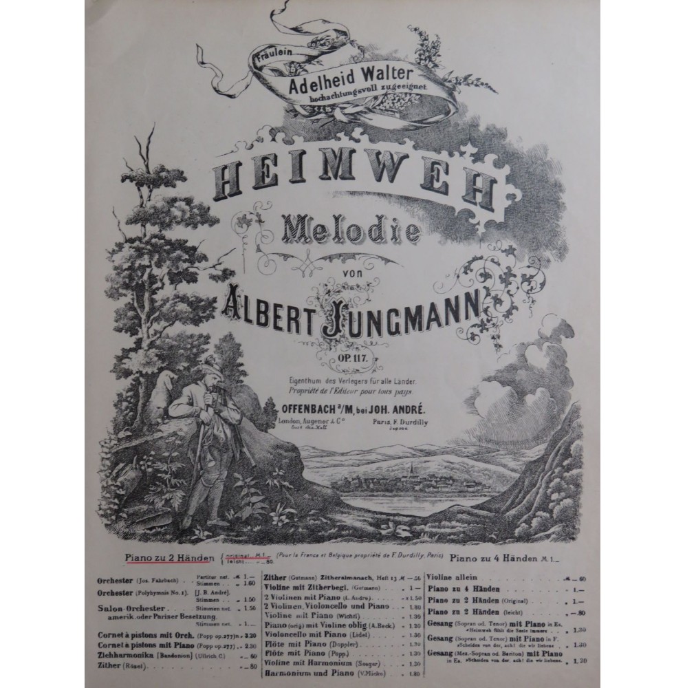 JUNGMANN Albert Heimweh op 117 Piano ca1860