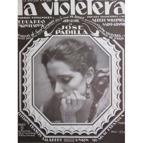PADILLA José La Violetera Chant Piano 1918