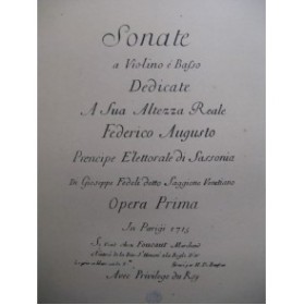 SAGGIONE Gioseppe Fedeli Sonate en Mi Majeur Violon Piano 1914