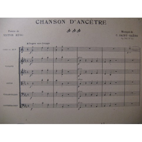 SAINT-SAËNS Camille Chanson d'Ancetre Chant Orchestre ca1902