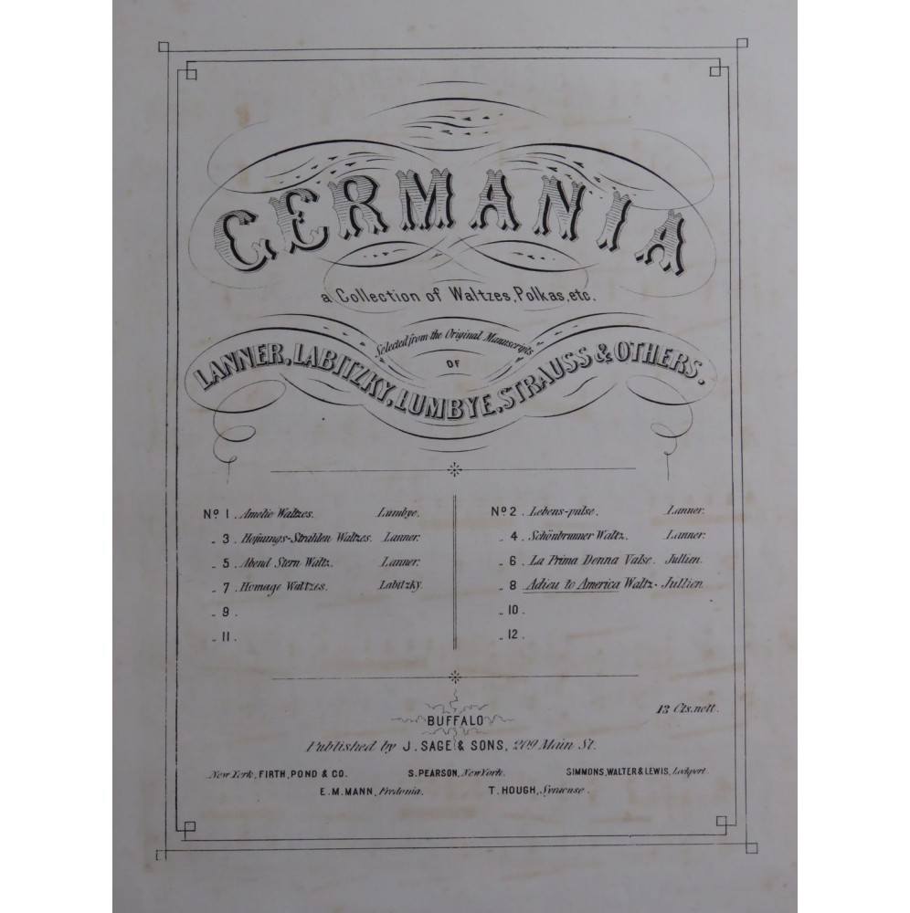 JULLIEN Adieu to America Waltz Piano XIXe