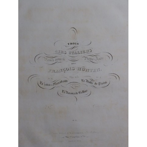 HÜNTEN François La Zaira de Mercadante Piano ca1835