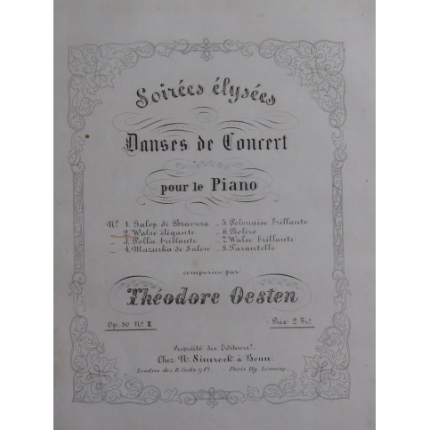 OESTEN Théodore Soirées Élysées op 80 No 2 Piano ca1852