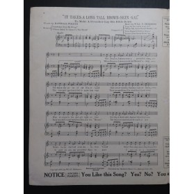 SKIDMORE Will E. It Takes a long tall Brown-Skin Gal Chant Piano 1917