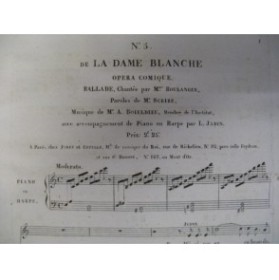 BOIELDIEU Adrien La Dame Blanche No 5 Chant Piano XIXe