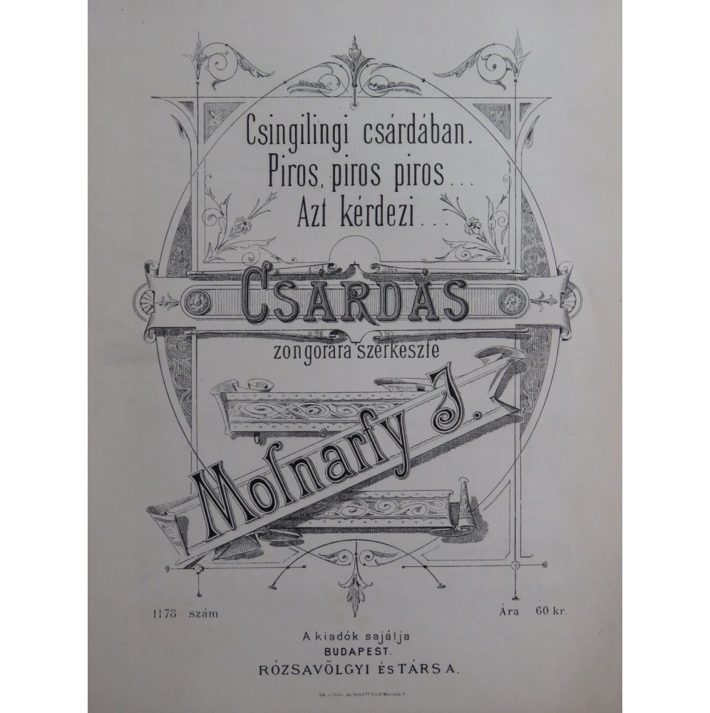 MOLNARFY J. Csingi Iingi Csardas Piano ca1870