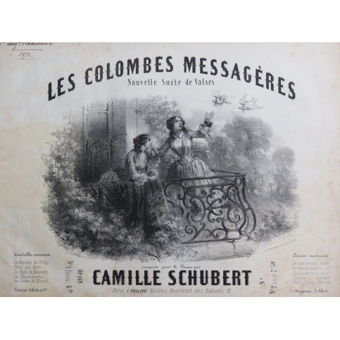SCHUBERT Camille Les Colombes Messagères Piano 1852