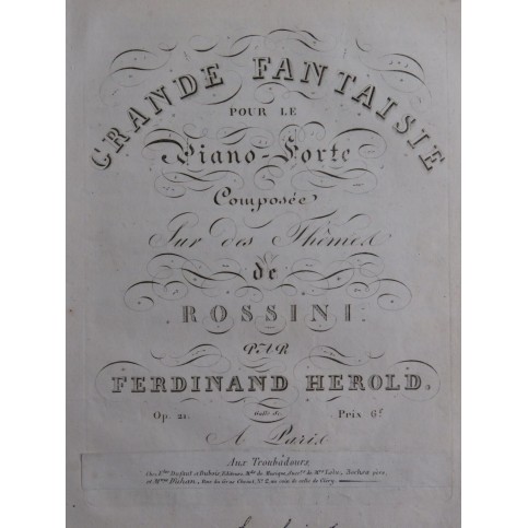 HEROLD Ferdinand Grande Fantaisie Rossini op 21 Piano ca1820