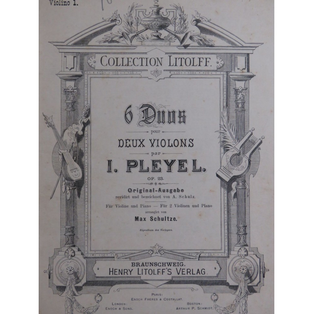 PLEYEL Ignace Six Duos op 23 pour 2 Violons