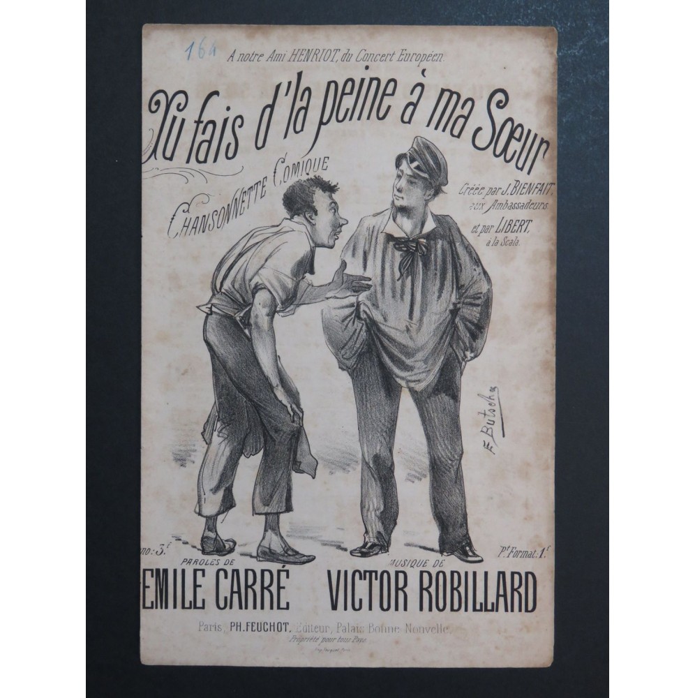 Tu fais d'la peine à ma soeur Victor Robillard Chant ca1880