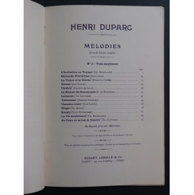 DUPARC Henri Mélodies Piano Chant 1911