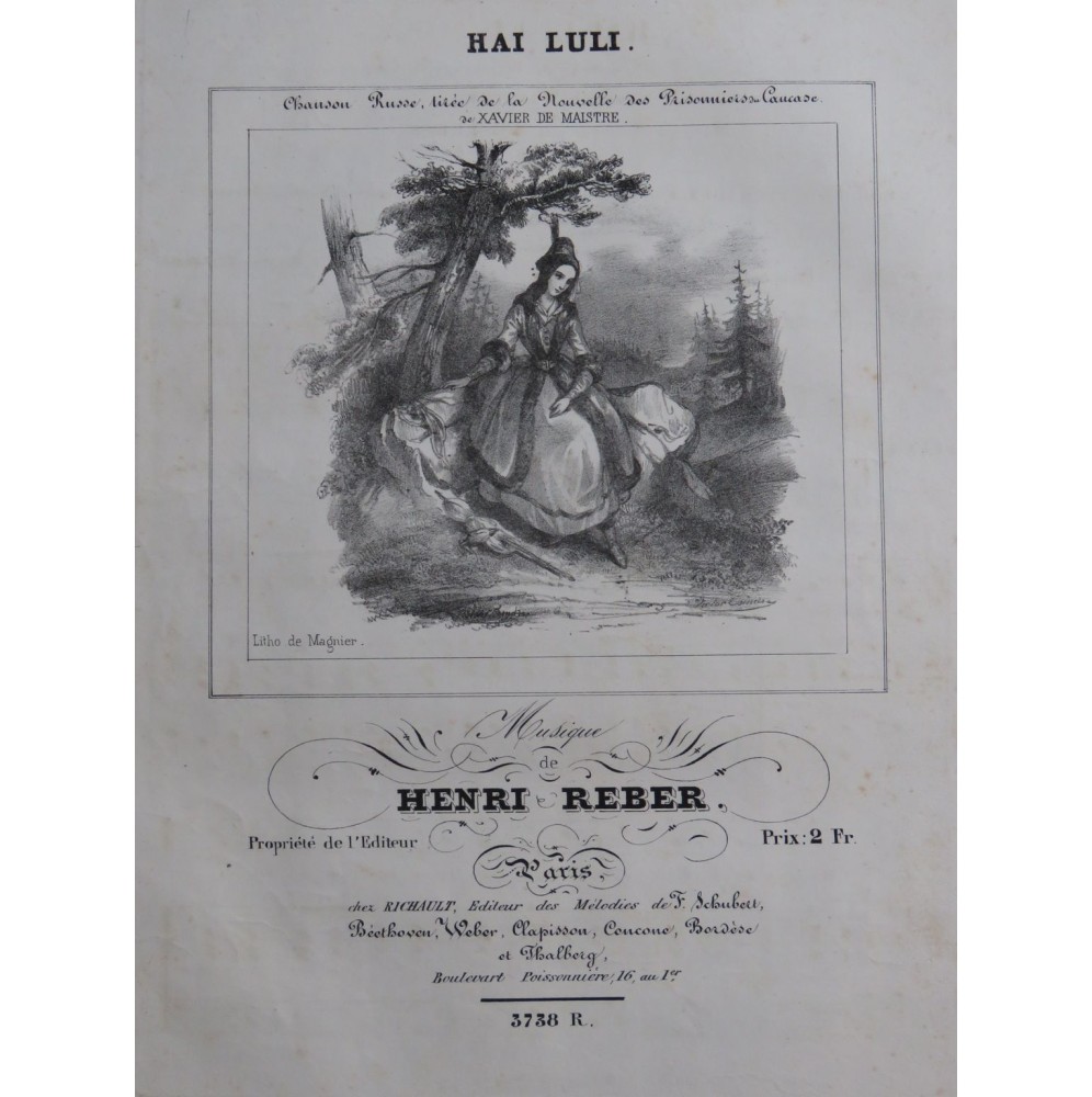REBER Henri Hai LuLi Chant Piano ca1840