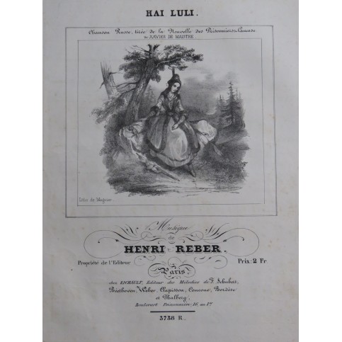 REBER Henri Hai LuLi Chant Piano ca1840