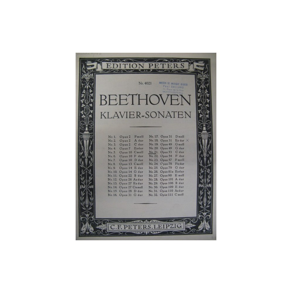 BEETHOVEN Sonate No 21 op 53 Piano