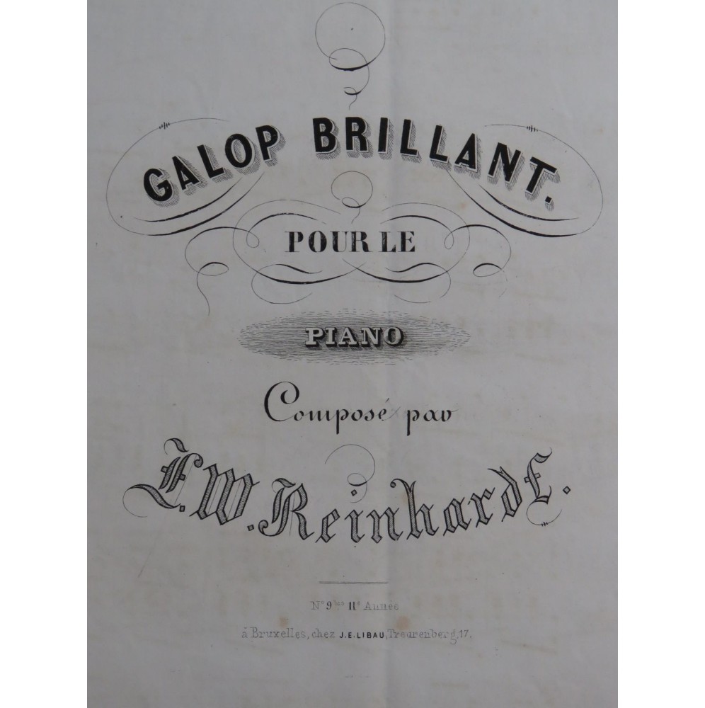 REINHARDT F. W. Galop Brillant Piano XIXe siècle