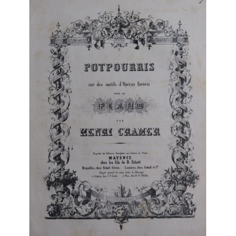 CRAMER Henri Potpourri sur Der Barbier von Sevilla Piano ca1845
