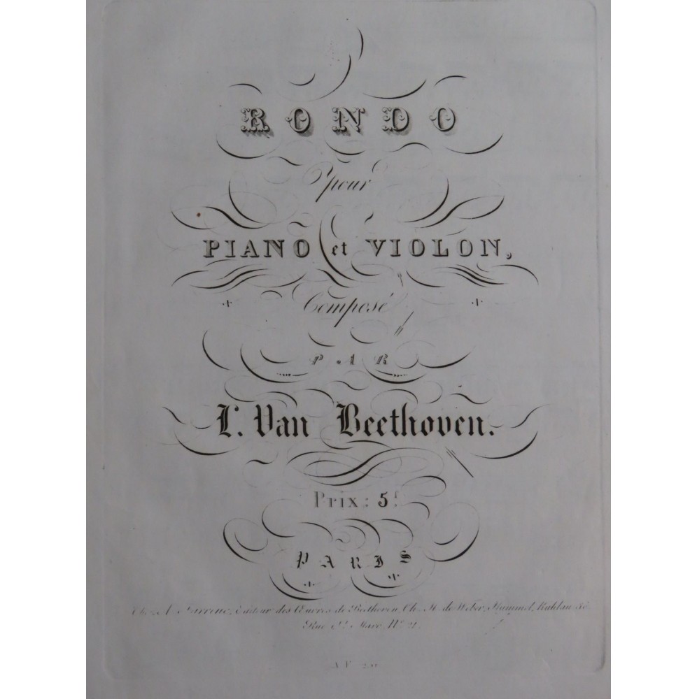 BEETHOVEN Rondo Piano ca1830