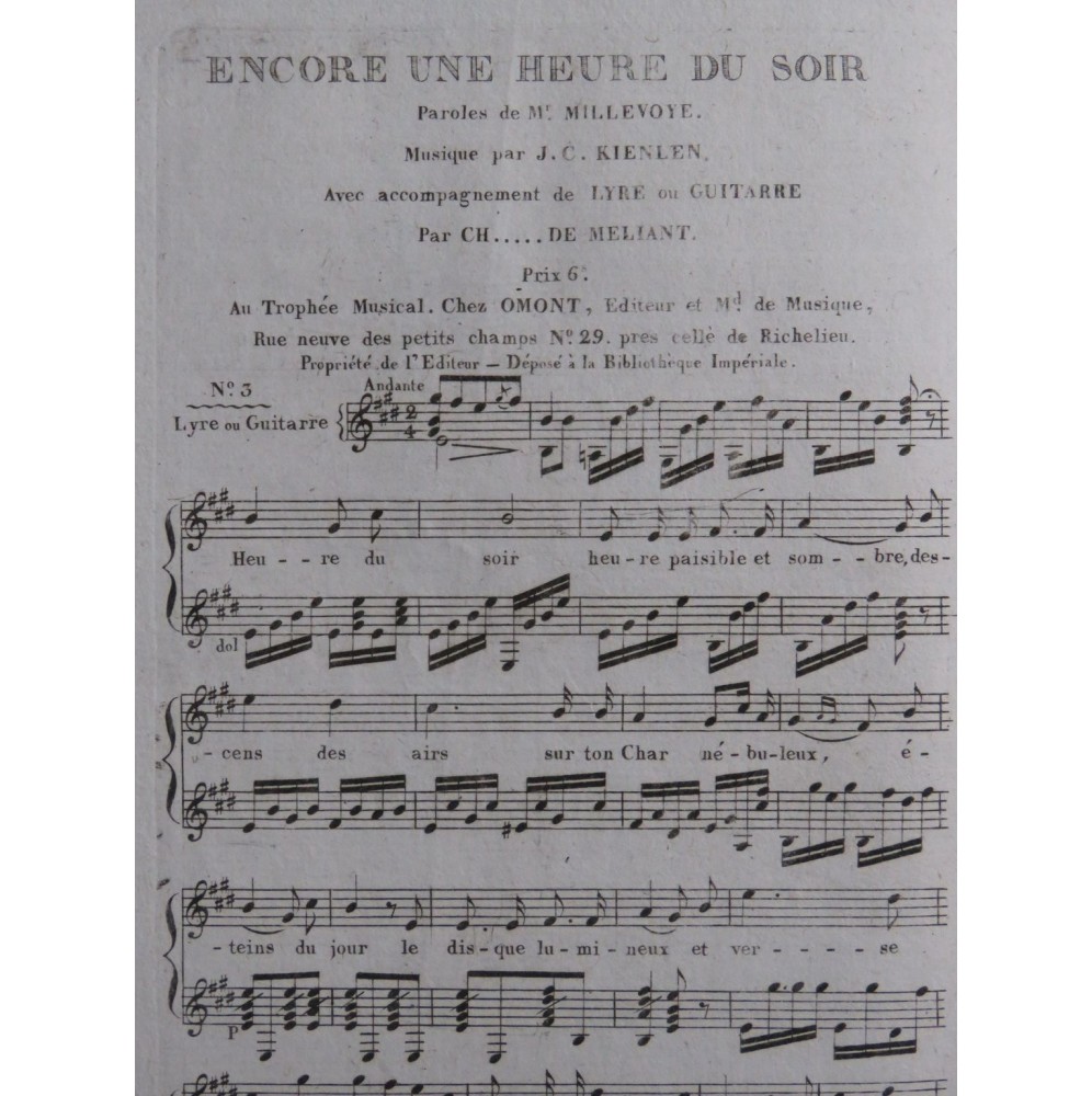 KIENLEN J. C. Encore une heure du soir Chant Guitare ca1820