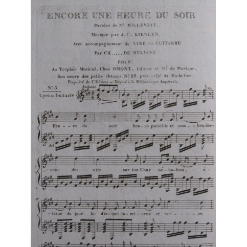 KIENLEN J. C. Encore une heure du soir Chant Guitare ca1820