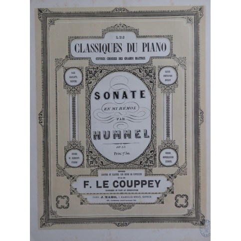 HUMMEL J. N. Sonate op 13 Piano ca1860