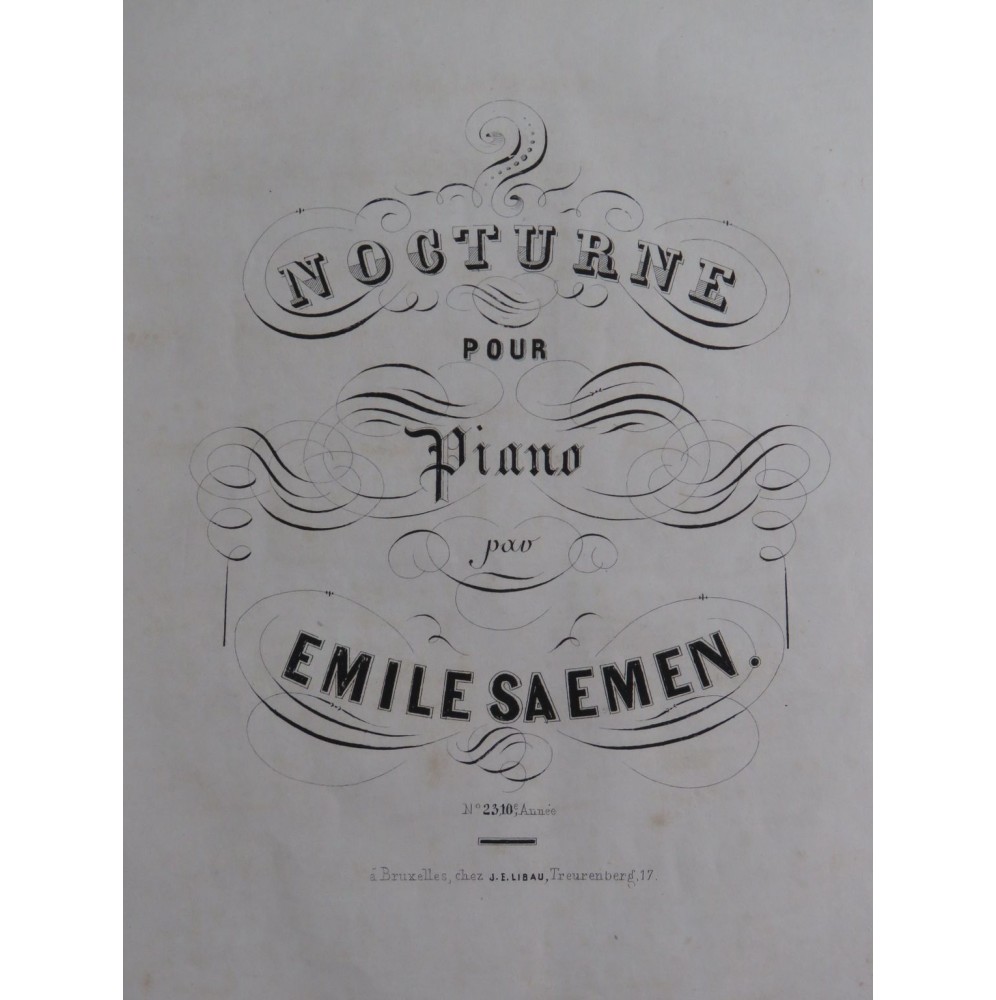 SAEMEN Émile Nocturne Piano XIXe siècle