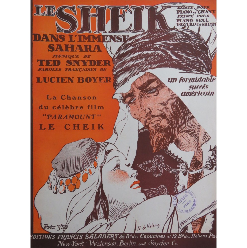 SNYDER Ted Le Sheik Chant Piano 1921