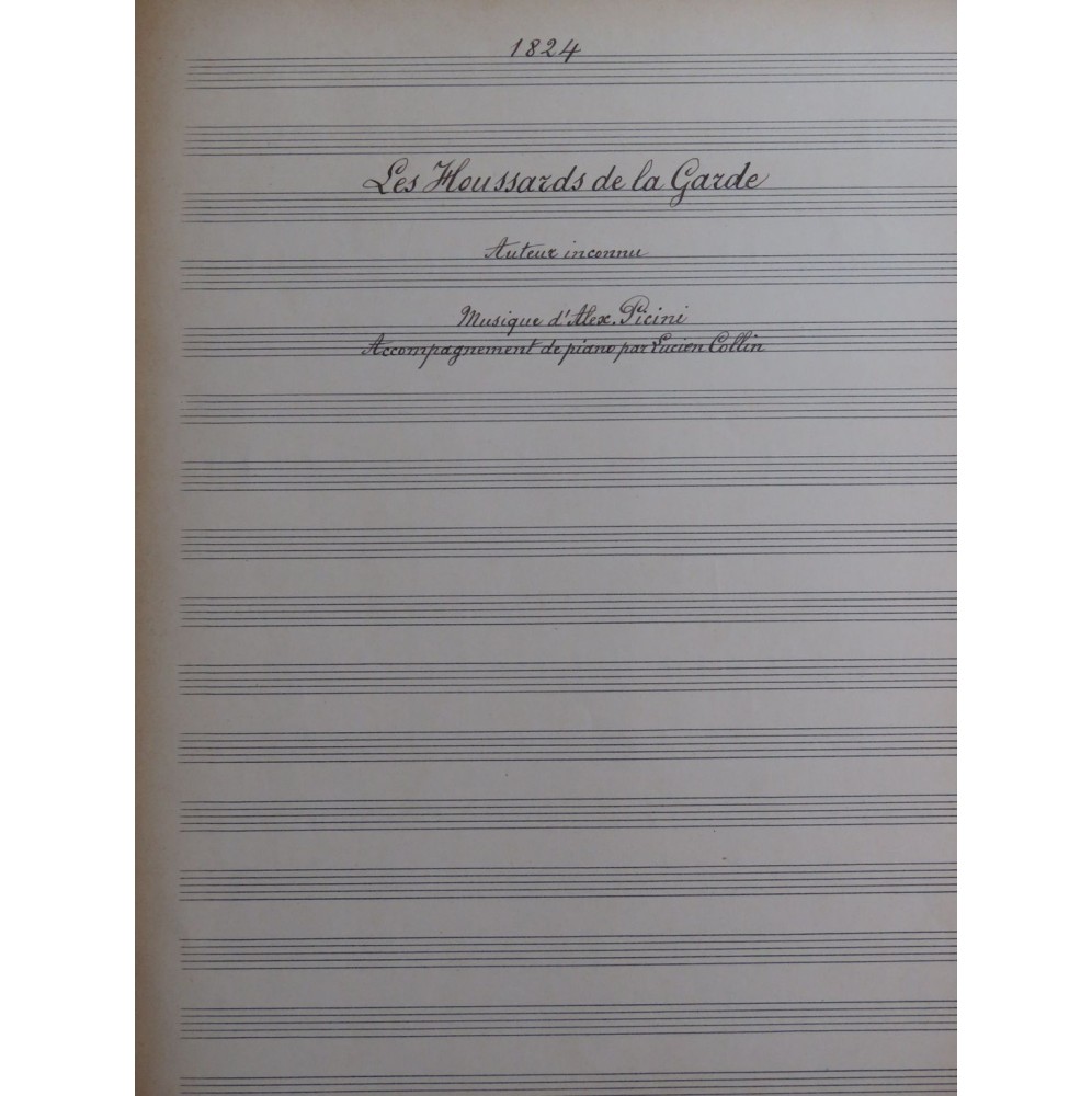 PICCINI Alexandre Les Houssards de la Garde Manuscrit Chant Piano 1917