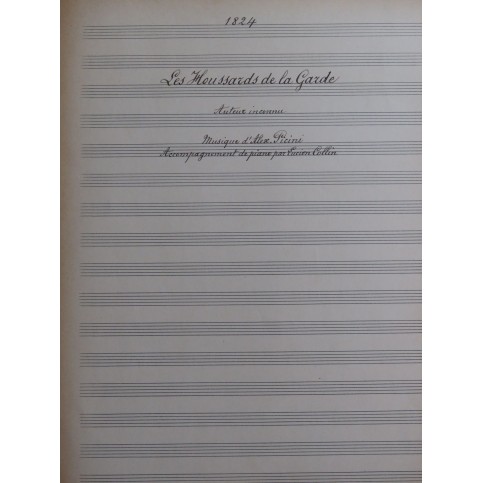 PICCINI Alexandre Les Houssards de la Garde Manuscrit Chant Piano 1917