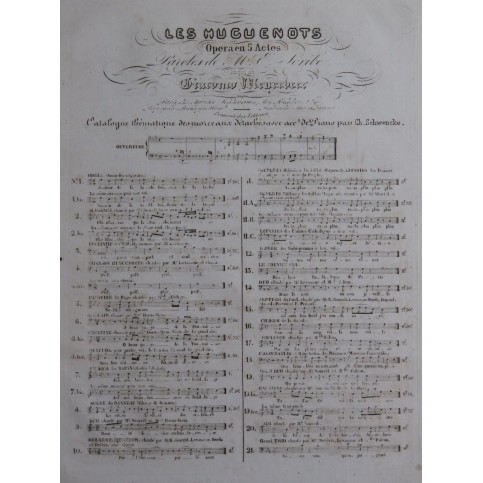 MEYERBEER G. Les Huguenots No 14 Duo Chant Piano ca1836