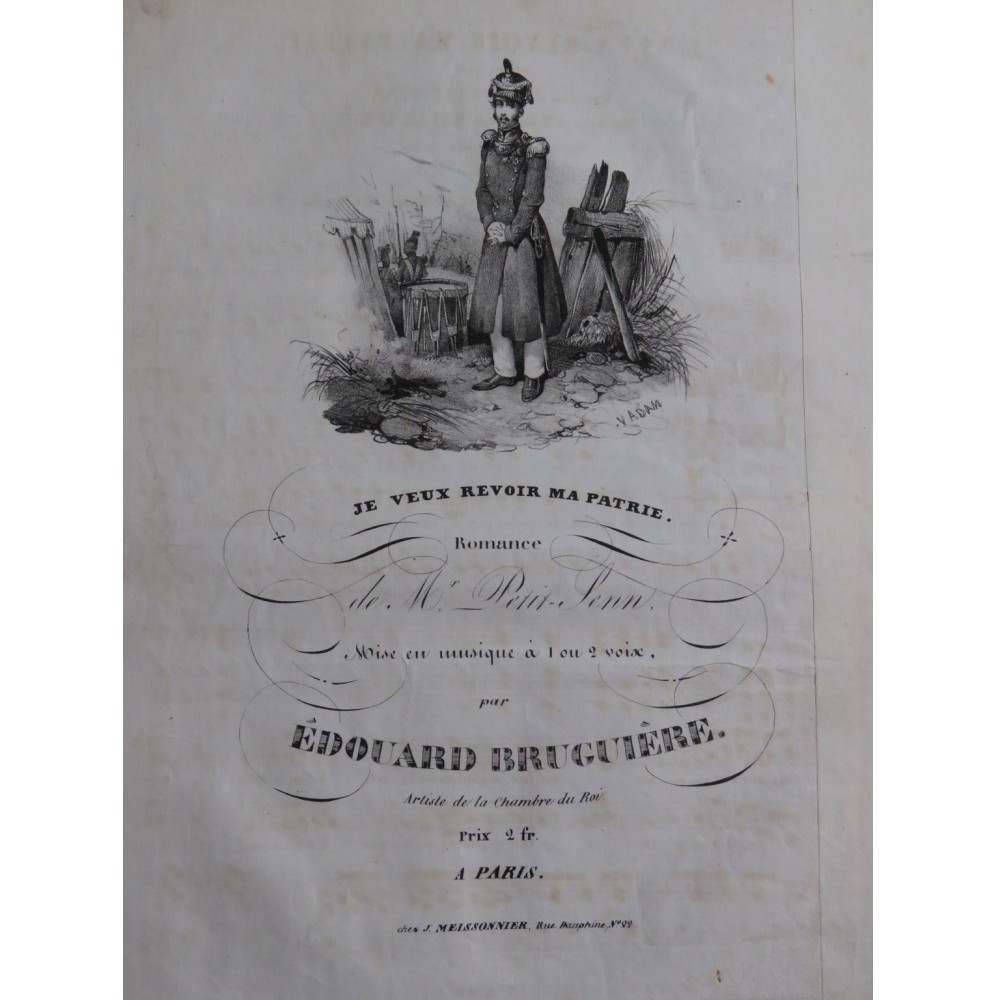 BRUGUIÊRE Édouard Je veux revoir ma patrie Chant Piano ca1830